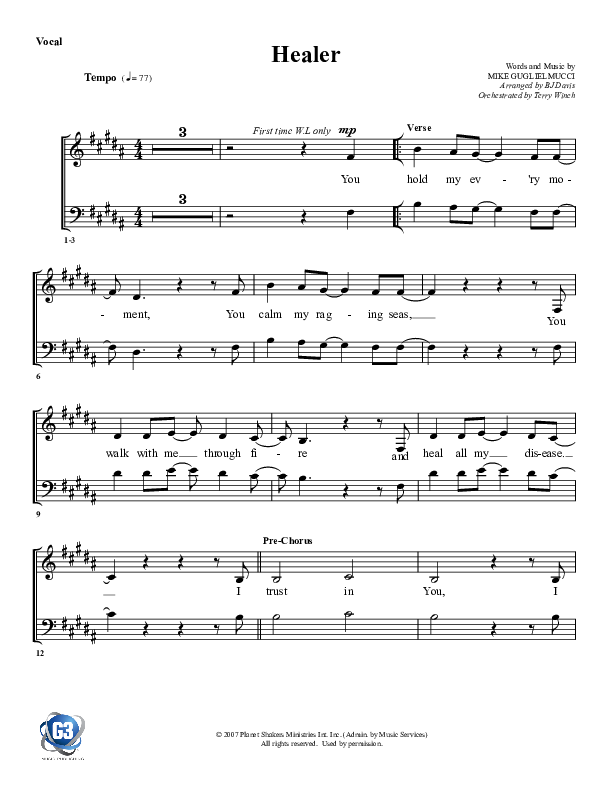 Healer Choir Sheet (G3 Worship)