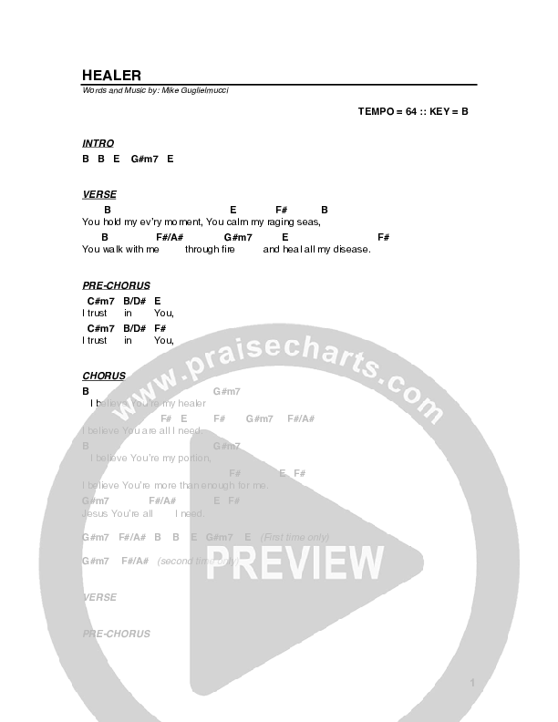 Healer Chords & Lyrics (G3 Worship)