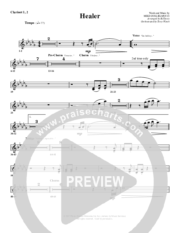 Healer Clarinet 1/2 (G3 Worship)