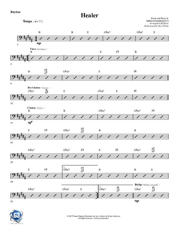 Healer Rhythm Chart (G3 Worship)