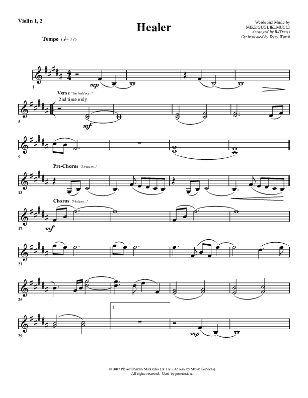 Healer Violin 1/2 (G3 Worship)