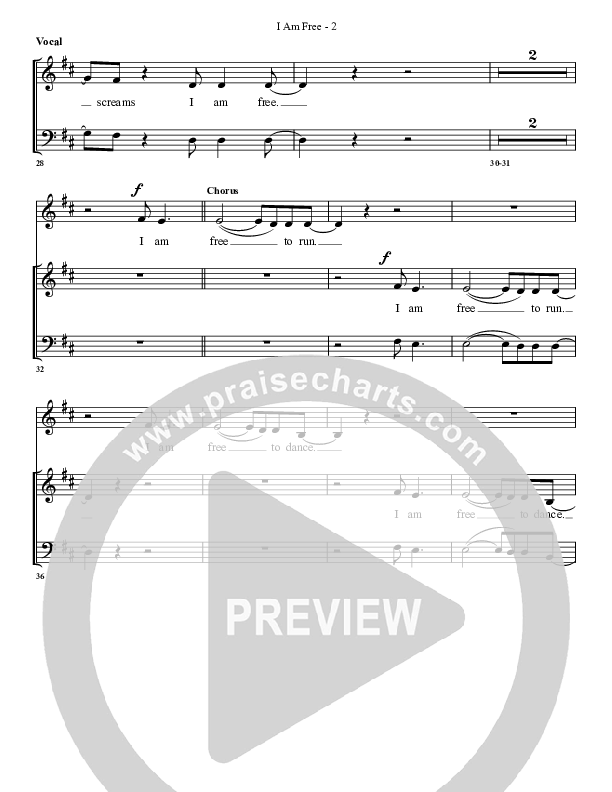 I Am Free Choir Sheet (G3 Worship)