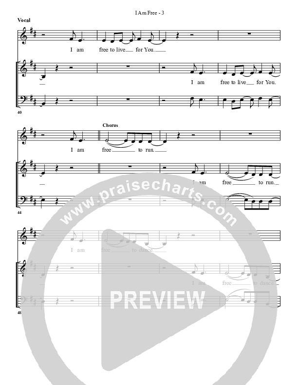 I Am Free Choir Sheet (G3 Worship)