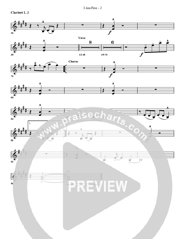 I Am Free Clarinet 1/2 (G3 Worship)