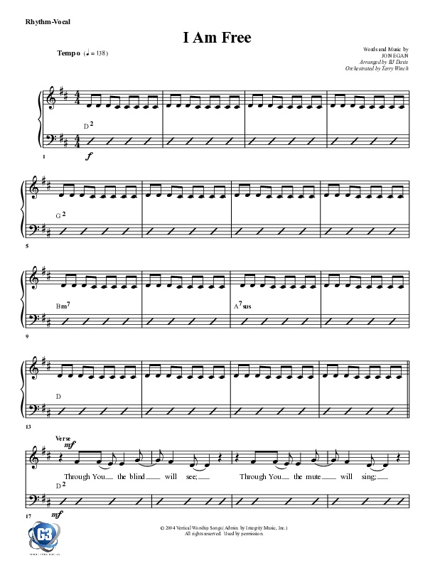 I Am Free Rhythm/Vocal (G3 Worship)