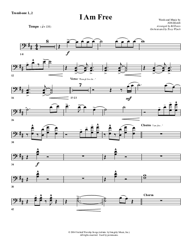 I Am Free Trombone 1/2 (G3 Worship)
