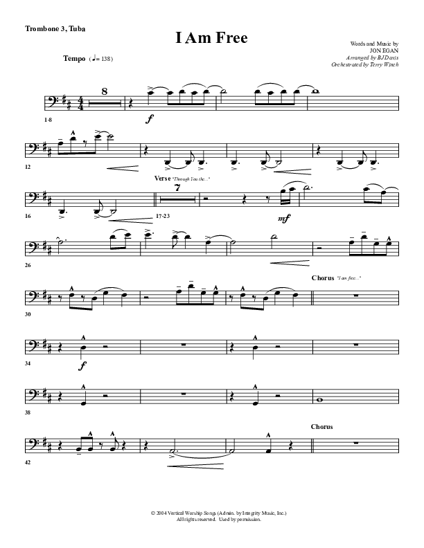 I Am Free Trombone 3/Tuba (G3 Worship)