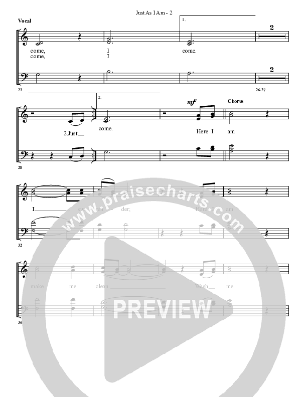 Just As I Am (with Here I Am) Choir Sheet (G3 Worship)