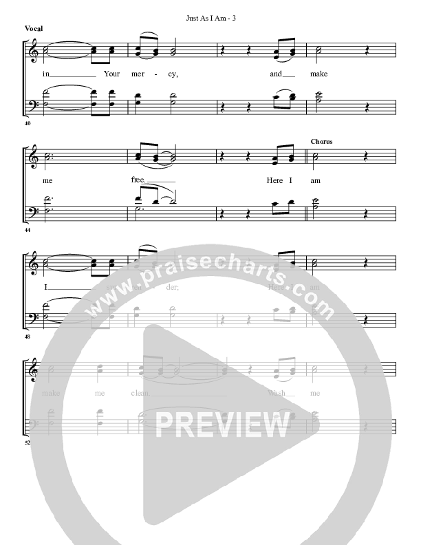 Just As I Am (with Here I Am) Choir Sheet (G3 Worship)