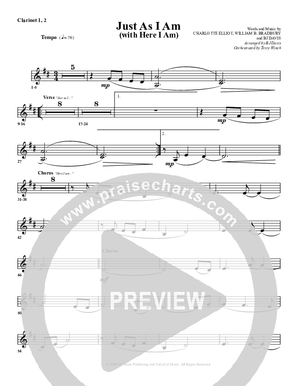 Just As I Am (with Here I Am) Clarinet 1/2 (G3 Worship)