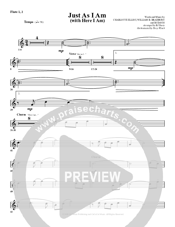 Just As I Am (with Here I Am) Flute 1/2 (G3 Worship)