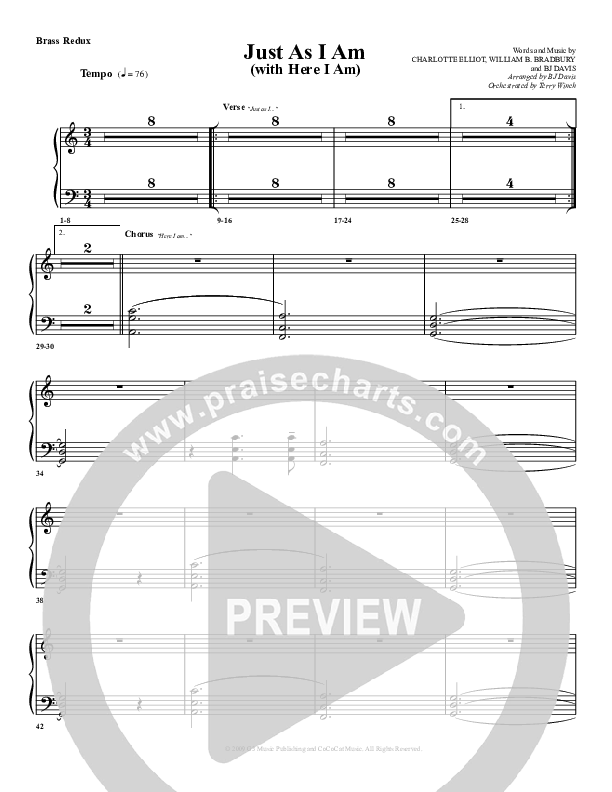 Just As I Am (with Here I Am) Synth Brass (G3 Worship)