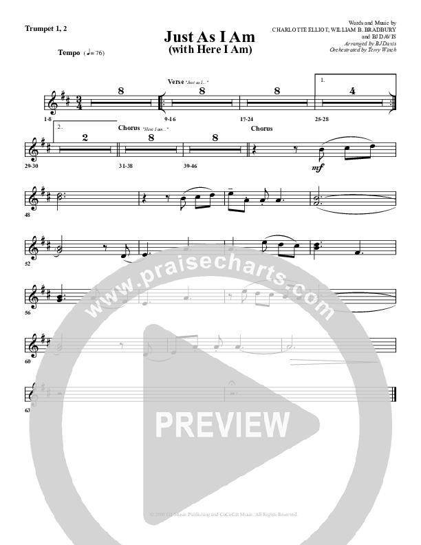 Just As I Am (with Here I Am) Trumpet 1,2 (G3 Worship)