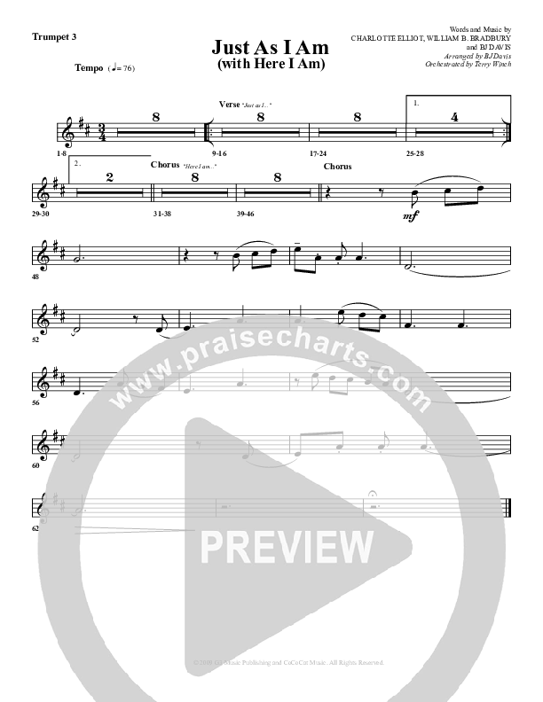 Just As I Am (with Here I Am) Trumpet 3 (G3 Worship)