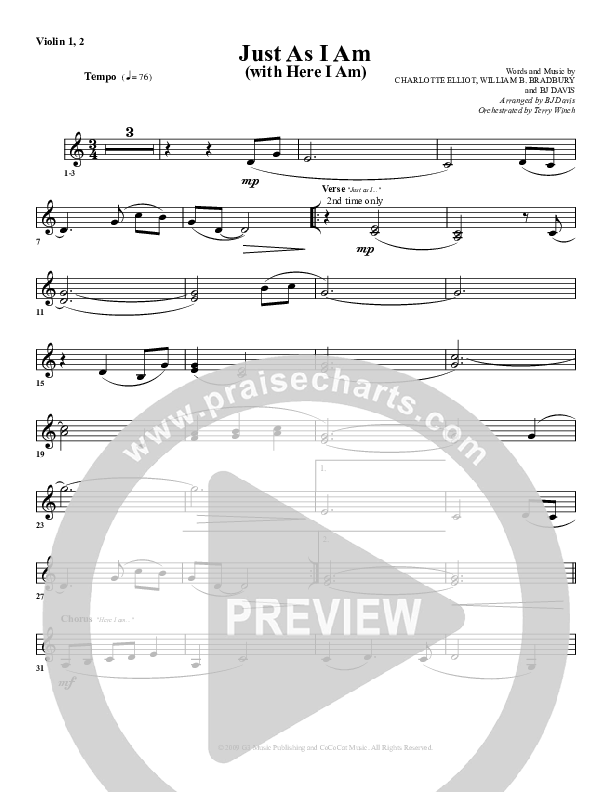 Just As I Am (with Here I Am) Violin 1/2 (G3 Worship)