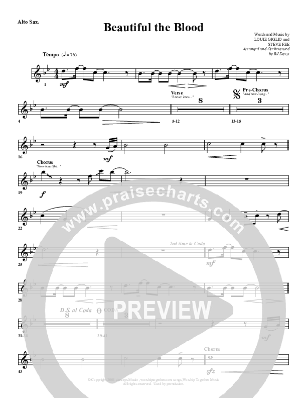 Beautiful The Blood Alto Sax (G3 Worship)