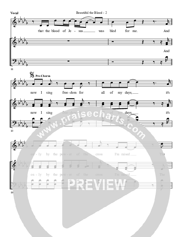 Beautiful The Blood Choir Sheet (G3 Worship)