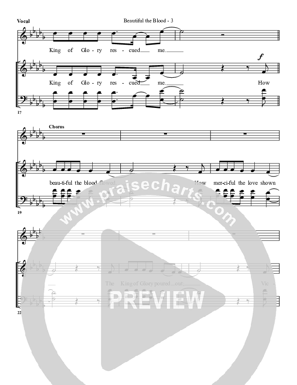 Beautiful The Blood Choir Sheet (G3 Worship)