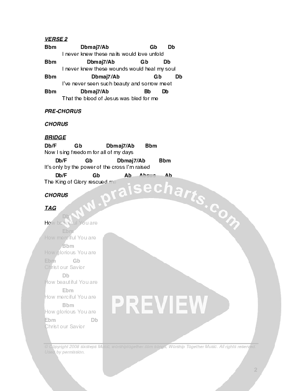Beautiful The Blood Chord Chart (G3 Worship)