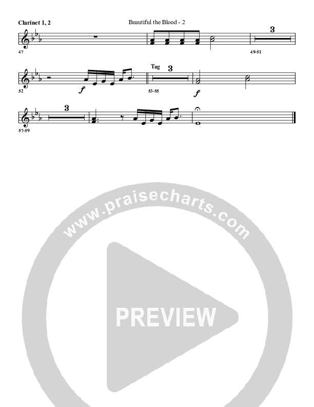 Beautiful The Blood Clarinet 1/2 (G3 Worship)