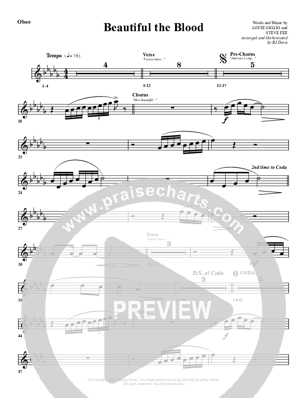 Beautiful The Blood Oboe (G3 Worship)