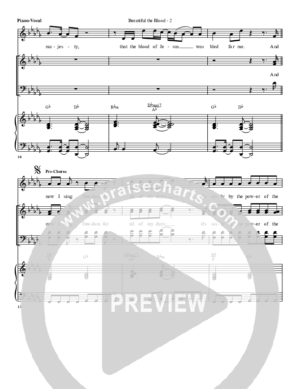 Beautiful The Blood Piano/Vocal (G3 Worship)