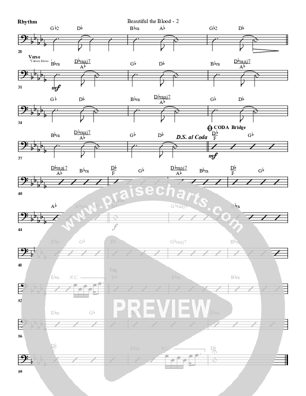 Beautiful The Blood Rhythm Chart (G3 Worship)