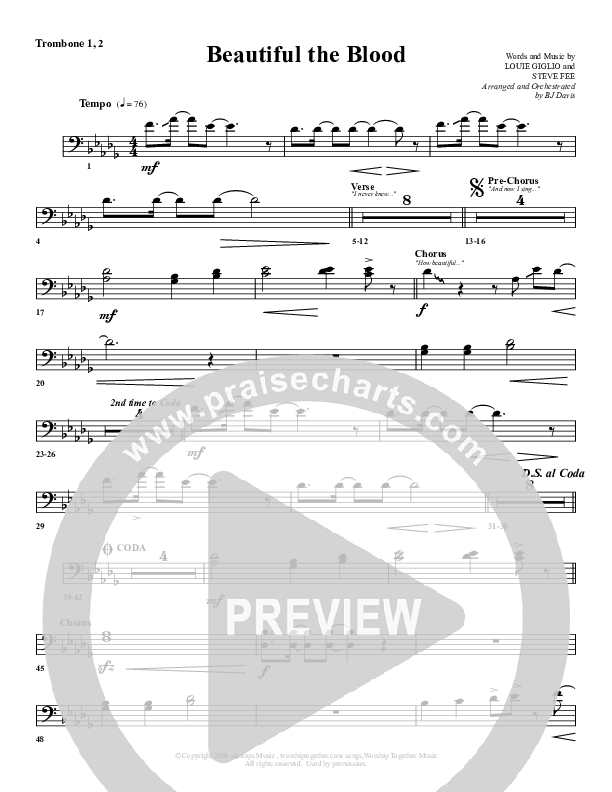 Beautiful The Blood Trombone 1/2 (G3 Worship)