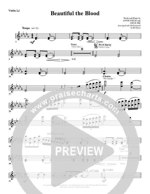 Beautiful The Blood Violin 1/2 (G3 Worship)