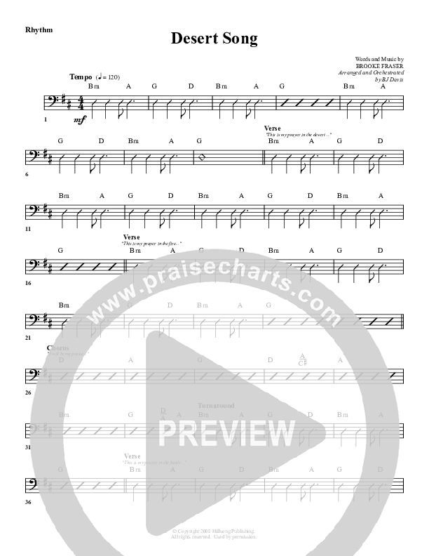 Desert Song Rhythm Chart (G3 Worship)