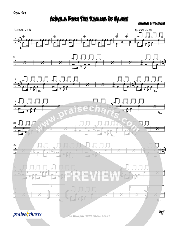 Angels From The Realms Of Glory (Instrumental) Drum Set (Tom Payne)