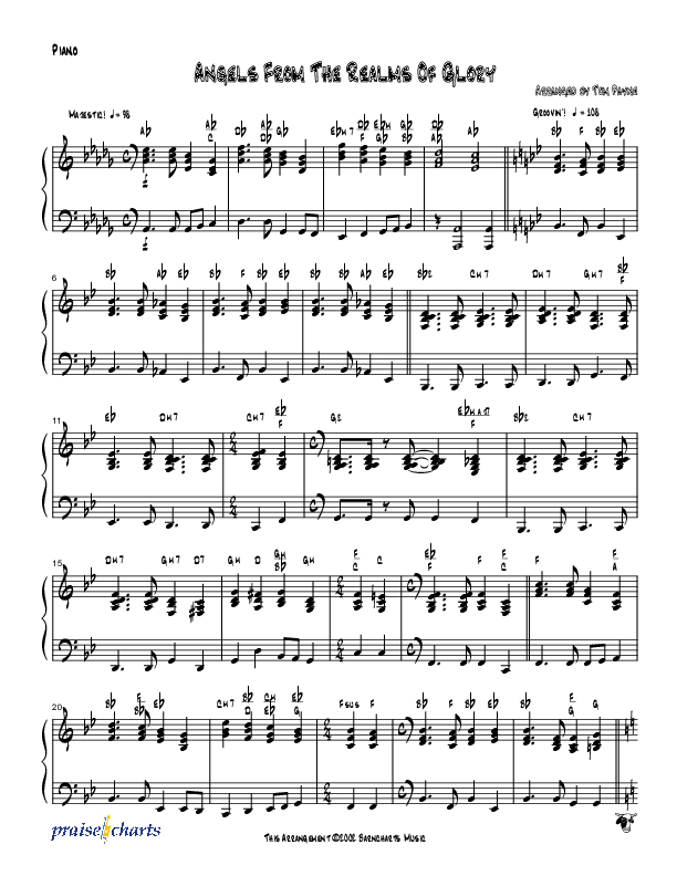 Angels From The Realms Of Glory (Instrumental) Piano Sheet (Tom Payne)