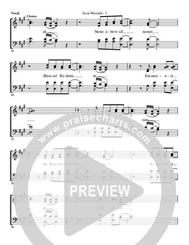 Jesus Messiah Choir Sheet (G3 Worship)