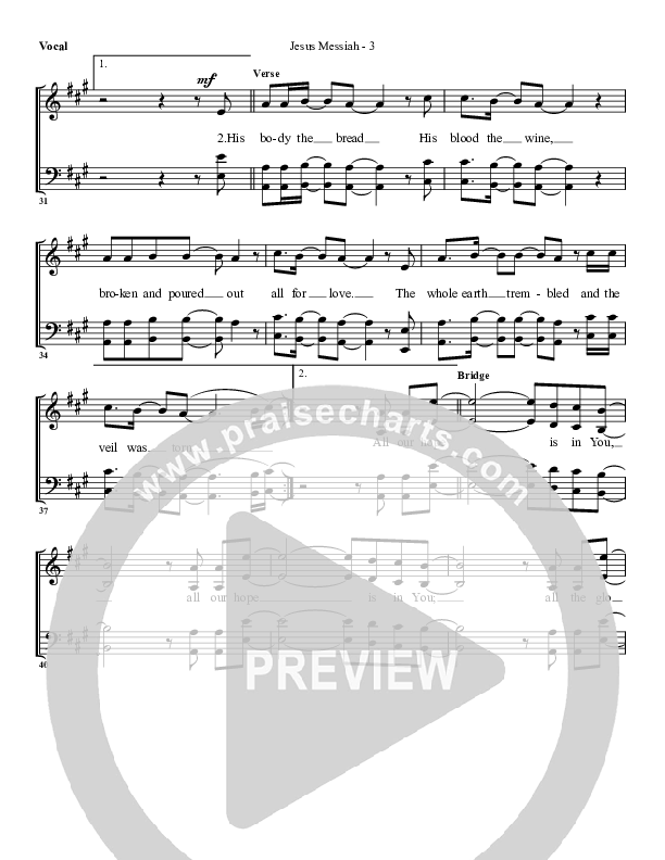 Jesus Messiah Choir Sheet (G3 Worship)