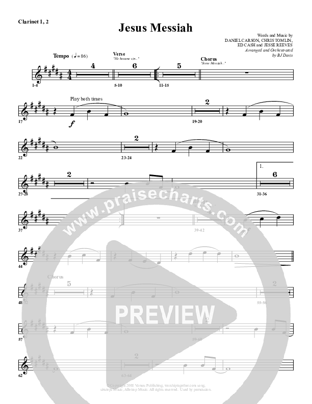 Jesus Messiah Clarinet 1/2 (G3 Worship)