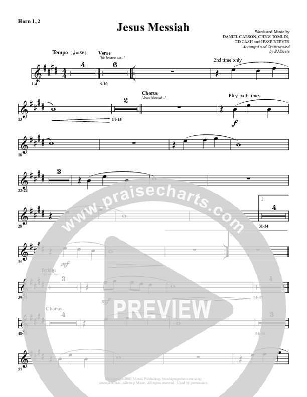 Jesus Messiah French Horn 1/2 (G3 Worship)