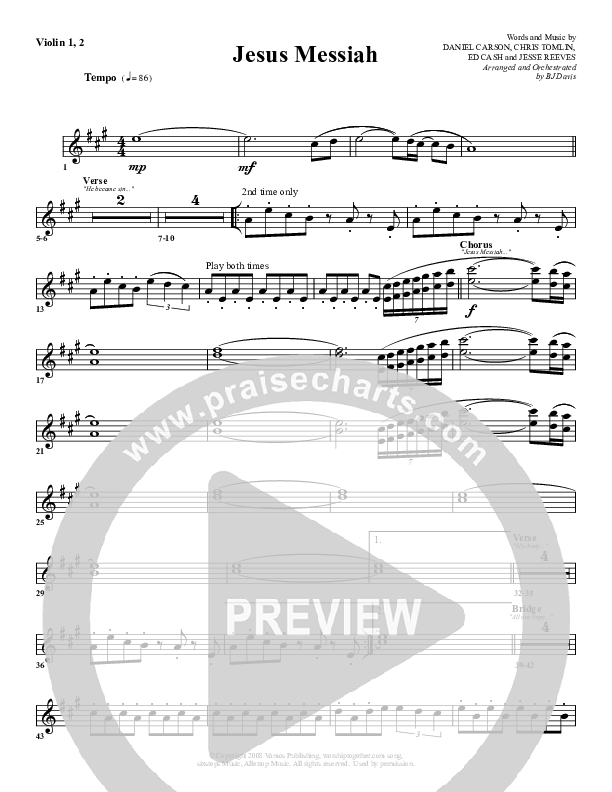 Jesus Messiah Violin 1/2 (G3 Worship)