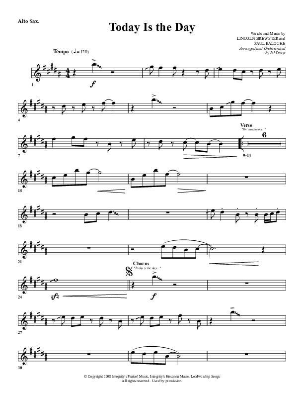 Today Is The Day Alto Sax (G3 Worship)