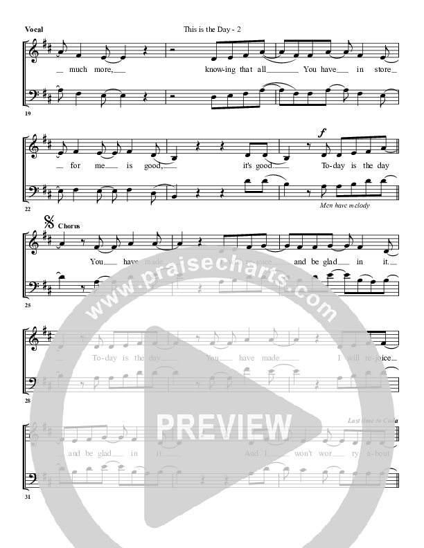 Today Is The Day Choir Sheet (G3 Worship)