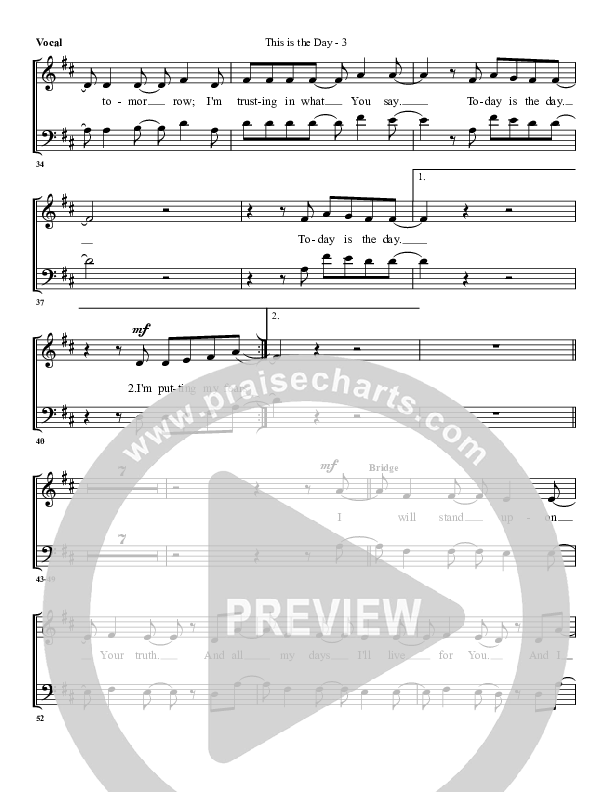 Today Is The Day Choir Sheet (G3 Worship)