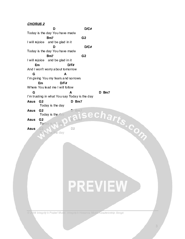 Today Is The Day Chord Chart (G3 Worship)