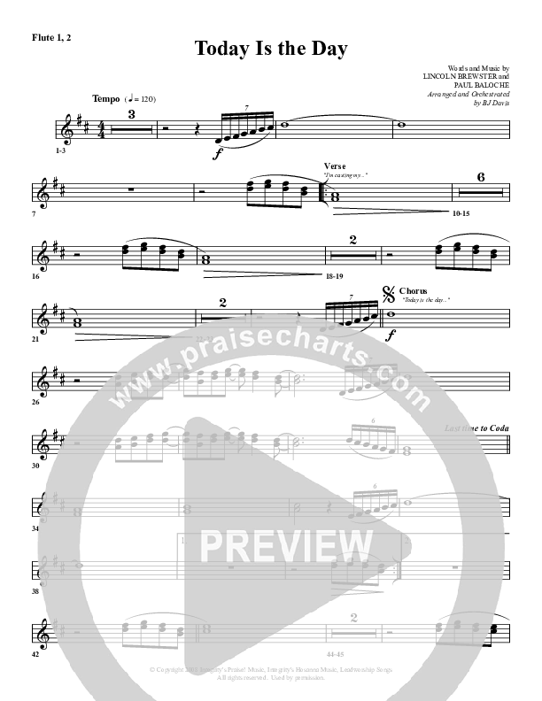 Today Is The Day Flute 1/2 (G3 Worship)