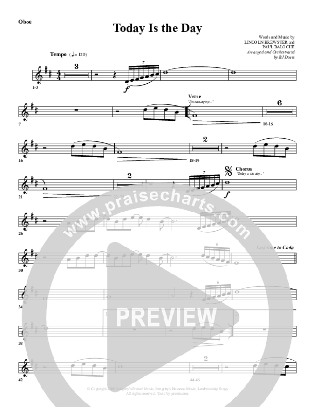 Today Is The Day Oboe (G3 Worship)