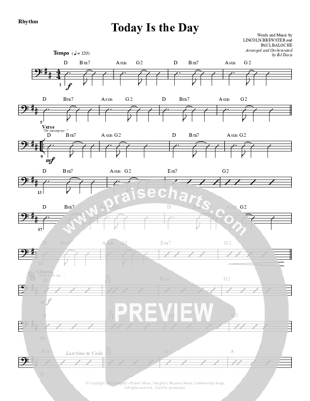 Today Is The Day Rhythm Chart (G3 Worship)