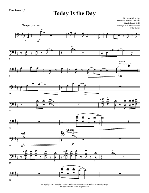 Today Is The Day Trombone 1/2 (G3 Worship)