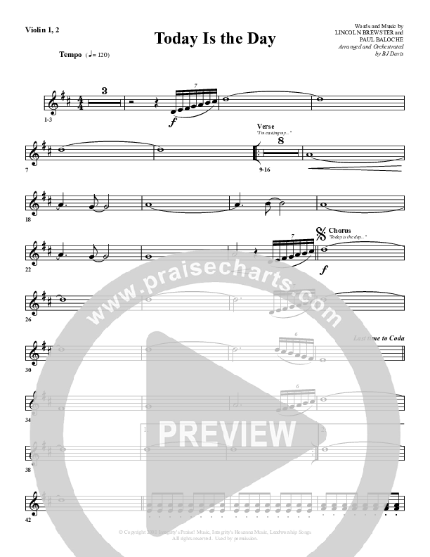 Today Is The Day Violin 1/2 (G3 Worship)