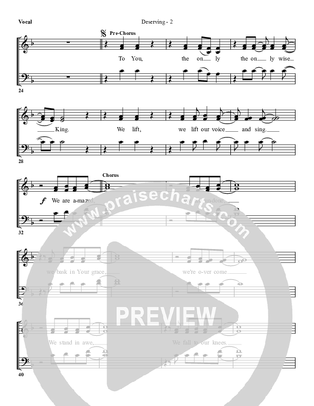 Deserving Choir Sheet (G3 Worship)