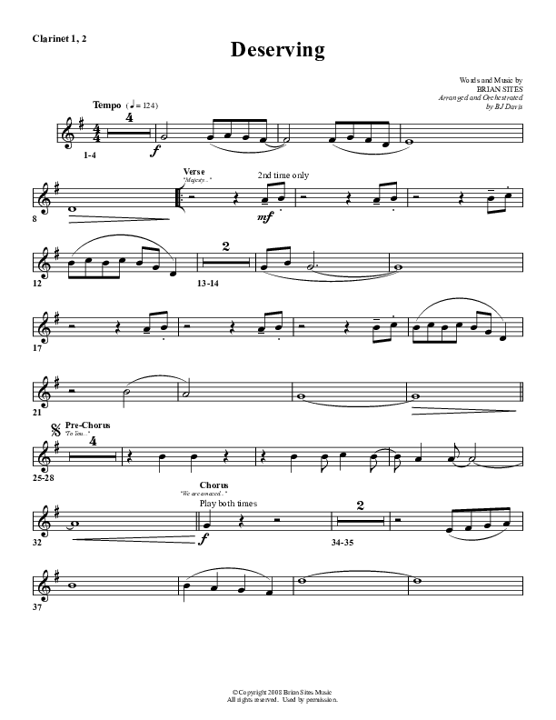 Deserving Clarinet 1/2 (G3 Worship)