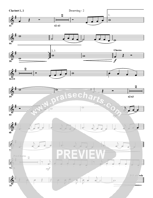Deserving Clarinet 1/2 (G3 Worship)