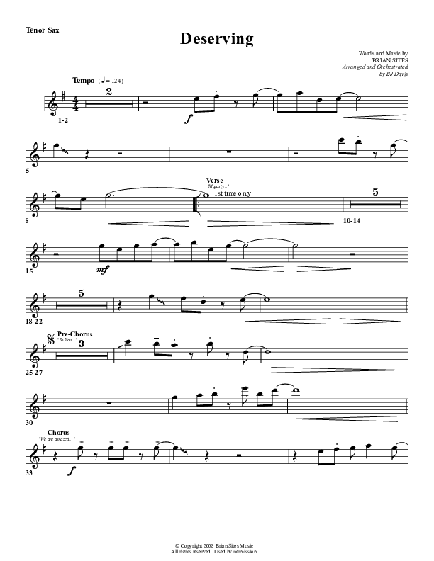 Deserving Tenor Sax 2 (G3 Worship)